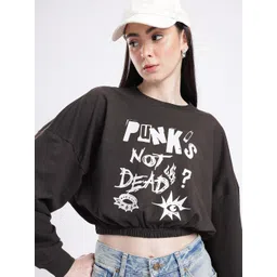 glitchez Street Sassy Typography Printed Oversized Boxy Fit Crop Sweatshirt-image-44