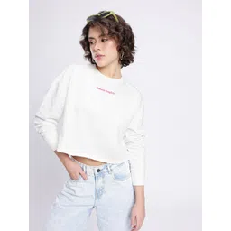 glitchez Street Vibe Minimal Print Boxy Fit Crop Sweatshirt-picture-32