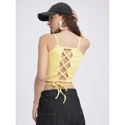glitchez Sugar Rush Ribbed Criss-Cross Lace-Up Crop Top-picture-34