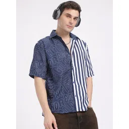glitchez The Utility Edit Striped & Printed Relaxed Fit Shirt-image-10