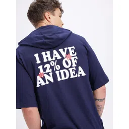 glitchez Typography Print Hooded Relaxed T-shirt-image-33