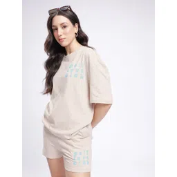 glitchez Typography Printed Oversized T-shirt & Shorts-image-9