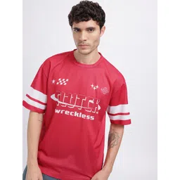 glitchez Typography Printed Raglan Sleeves T-shirt with Mesh Inserts-picture-21