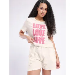 glitchez Typography Printed Round Neck Night Suit-picture-24