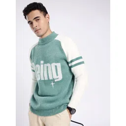 glitchez Typography Self Design High Neck Raglan Sleeves Pullover Sweaters-picture-18