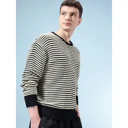 glitchez Vertical Striped Round Neck Knitted Pullover-picture-38