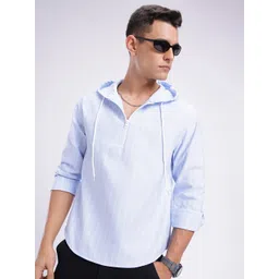 glitchez Vertical Stripes Hooded Casual Shirt-picture-13