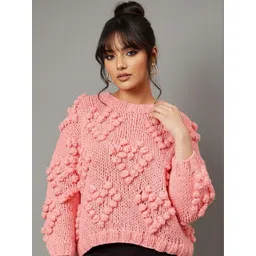 glitchez Women Boucle Pullover with Fuzzy Detail-picture-28