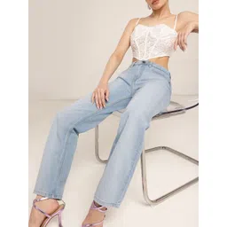 glitchez Women Classy Chic Straight Fit Light Fade Jeans-picture-21