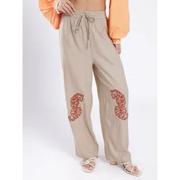 glitchez Women Conversational Embroidered Relaxed Fit Trousers-picture-28