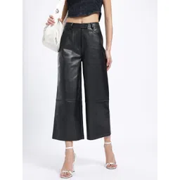 glitchez Women Crop Edge Faux Leather Trouser-picture-29