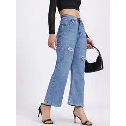 glitchez Women Flap Detail Distressed Wide Leg Jeans-picture-27