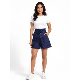 glitchez Women High-Rise Regular Fit Belted Shorts-picture-35