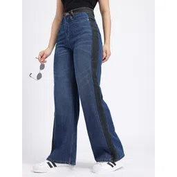 glitchez Women Light Fade High-Rise Wide Leg Jeans with Side Taping-picture-32
