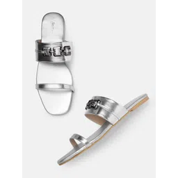 glitchez Women Metallic Open Toe Flats-picture-29