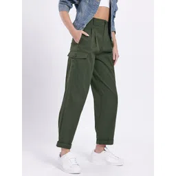 glitchez Women Mid-Rise Pleated Tapered Fit Cargos-picture-10