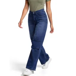 glitchez Women Mid-Rise Pleated Whiskers and Chevrons Light Fade Baggy Fit Jeans-picture-49