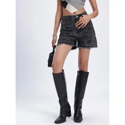 glitchez Women Ripped High-Rise Denim Shorts-picture-41