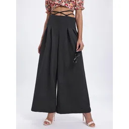 glitchez Women Show-Stopping Pleats High-Rise Baggy Fit Fit Wide Leg Trousers with Tie-Ups-picture-37