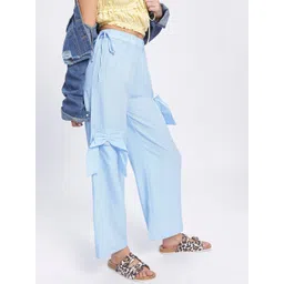 glitchez Women Urban Elegance Side Bows Regular Fit Trousers-picture-23