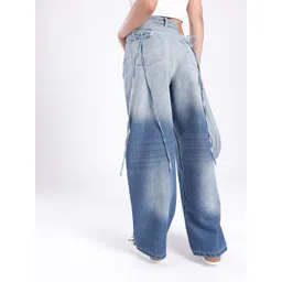 glitchez Women Urban Savvy 90's Baggy High-Rise Heavy Fade Bow Detailed Jeans-picture-17