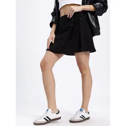 glitchez Wrap Luxe Self-Design Lace-Up Mini Skirt-picture-32