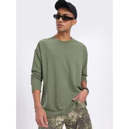 Men Solid Round Neck Polyester Green T-Shirt-image-15