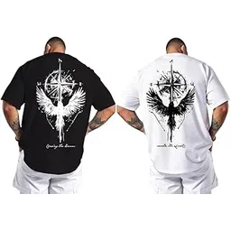 glito Combo of Men's Solid Cotton Blend Rich Graphic Printed T Shirt | T Shirt for Men | Round Neck T Shirt | T-Shirt | Cotton Tshirt for Men | Men's T-Shirt | Tshirt for Men Stylish | Regular Fit-picture-29