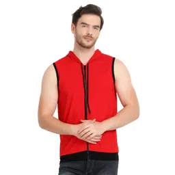 GLITO Hooded Sleeveless Front-Open Cotton Sweatshirts-picture-39