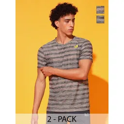 GLITO Men 2 Striped Slim Fit T-shirt-picture-26