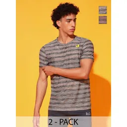 GLITO Men 2 Striped Slim Fit T-shirt-picture-27