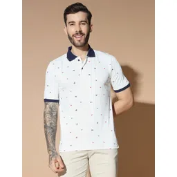 GLITO Men Printed Polo Collar Pockets Slim Fit T-shirt-picture-38