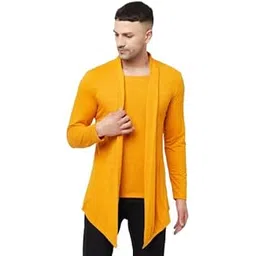 glito Men's Stylish Cotton Plain Shrug/Cardigans-(Mustard)-picture-16
