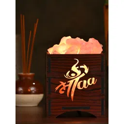 GLOBAL AROMA Brown Wood Contemporary Square Table Lamp with Bulb-image-9