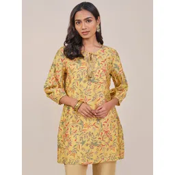 Global Desi Floral Printed Tie Up Neck Straight Kurti-picture-11