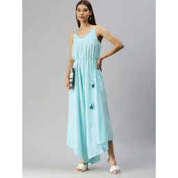 Global Desi Powder Blue Solid Sleeveless Casual Basic Jumpsuit image 3