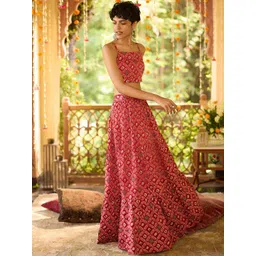 Global Desi Printed Top With Skirt-picture-10