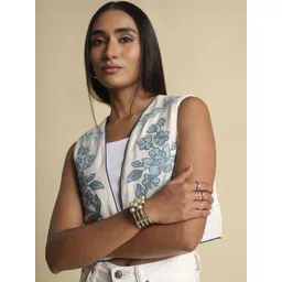 Global Desi Women Floral Viscose Rayon Crop Tailored Jacket with Embroidered-picture-32