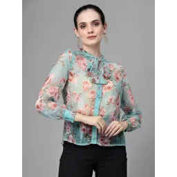 Global Republic Aqua Floral Print Shirt-picture-22