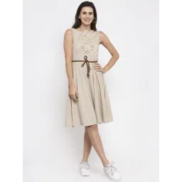 Global Republic Beige Embroidered Dress-picture-16