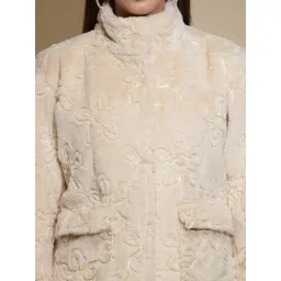 Global Republic Beige Embroidered Woolen Jacket image 5