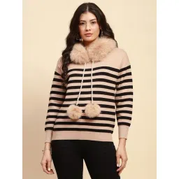 Global Republic Beige Relaxed Fit Stripes Pullover-picture-41