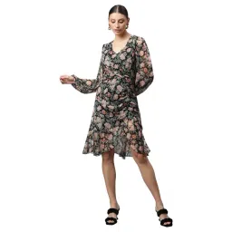 Global Republic Black & Peach Floral Print High-Low Dress-picture-39