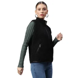 Global Republic Black Regular Fit Polar Fleece Jacket image 3