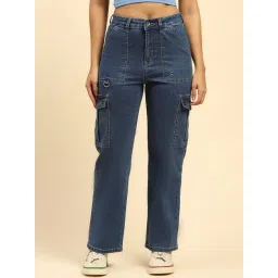 Global Republic Blue Solid Cargo Pants-picture-38