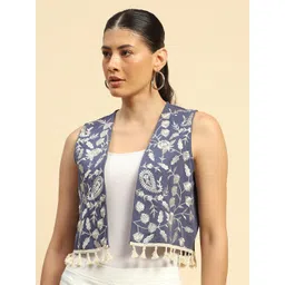 Global Republic Embroidered Pure Cotton Front Open Waistcoat-picture-15