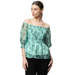 Global Republic Green Floral Print Peplum Top-picture-23