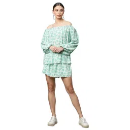 Global Republic Green Floral Print Top With Shorts-picture-31
