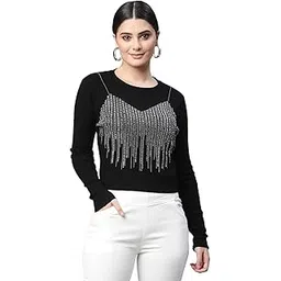 global republic Knit Regular Fit Round Neck Full Sleeves Pullover for Women-picture-16