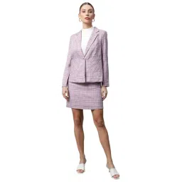 Global Republic Lavender Checks Blazer With Skirts-picture-18
